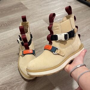Sorel Tan Boots with Red and Black Details